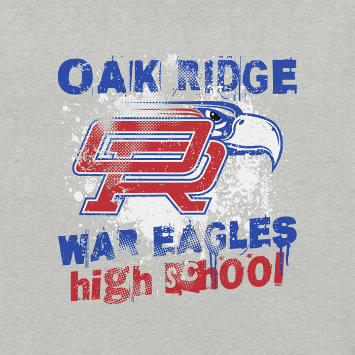 Close-up view of Oak Ridge High School War Eagles Grey Premium Unisex T-shirt 205