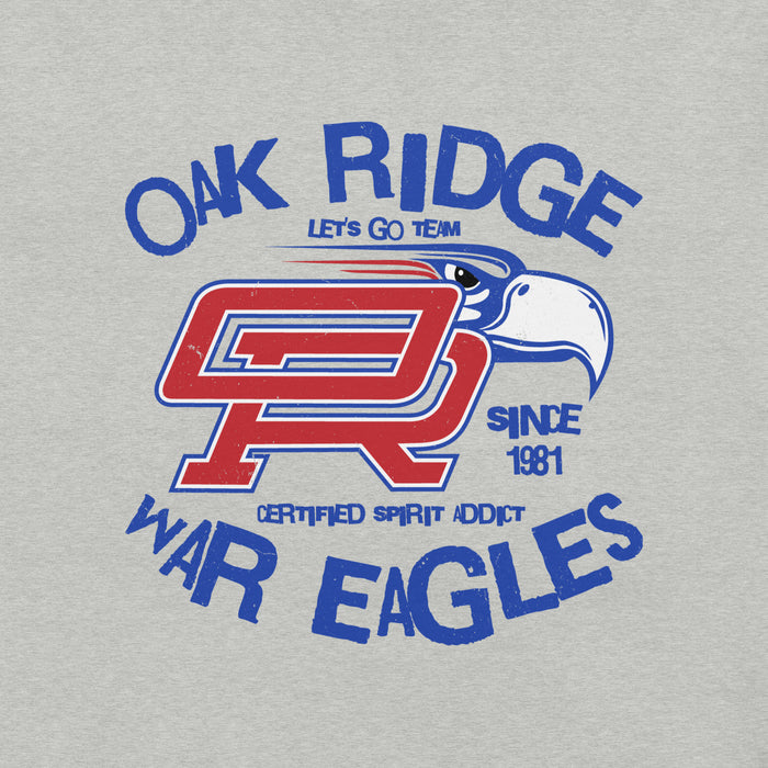 Close-up view of Oak Ridge High School War Eagles Grey Premium Unisex T-shirt 228