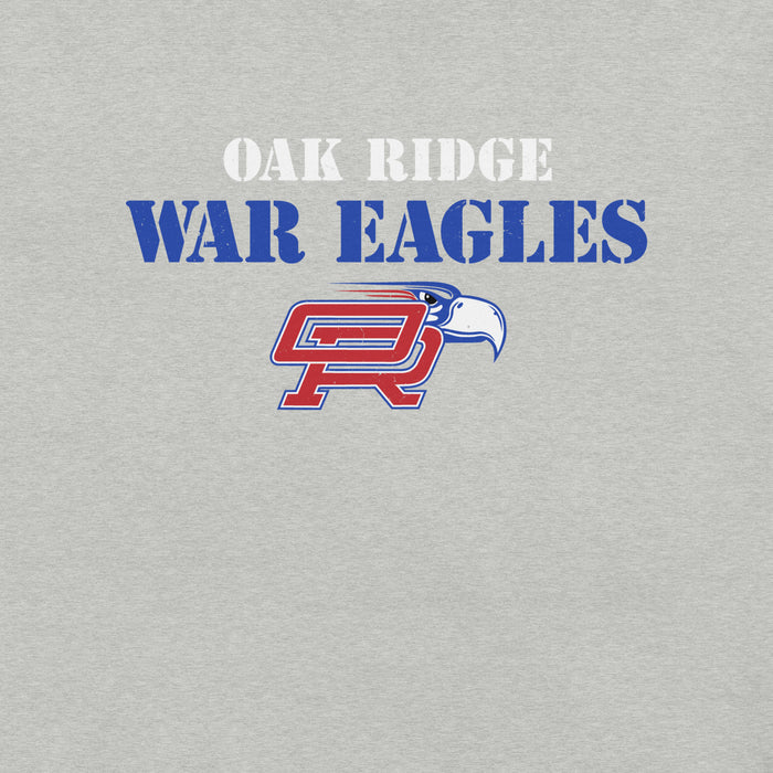 Close-up view of Oak Ridge High School War Eagles Grey Premium Unisex T-shirt 017