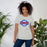 Woman wearing Oak Ridge High School War Eagles Grey Premium Unisex T-shirt 011
