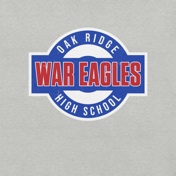 Close-up view of Oak Ridge High School War Eagles Grey Premium Unisex T-shirt 011