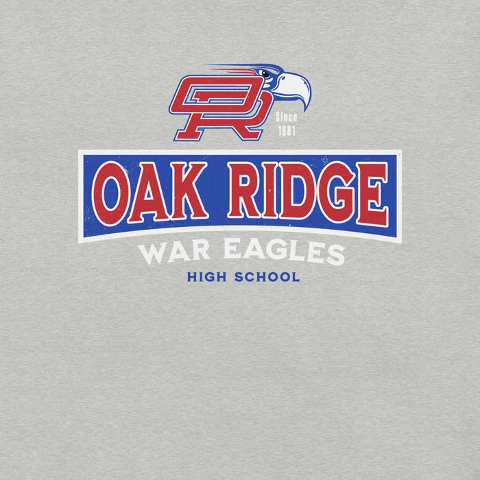 Back view of Oak Ridge High School War Eagles Grey Premium Unisex T-shirt 202