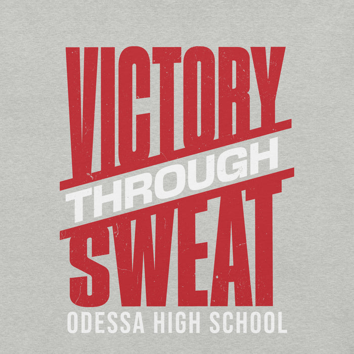 Close-up view of Odessa High School Bronchos Grey Premium Unisex T-shirt 241