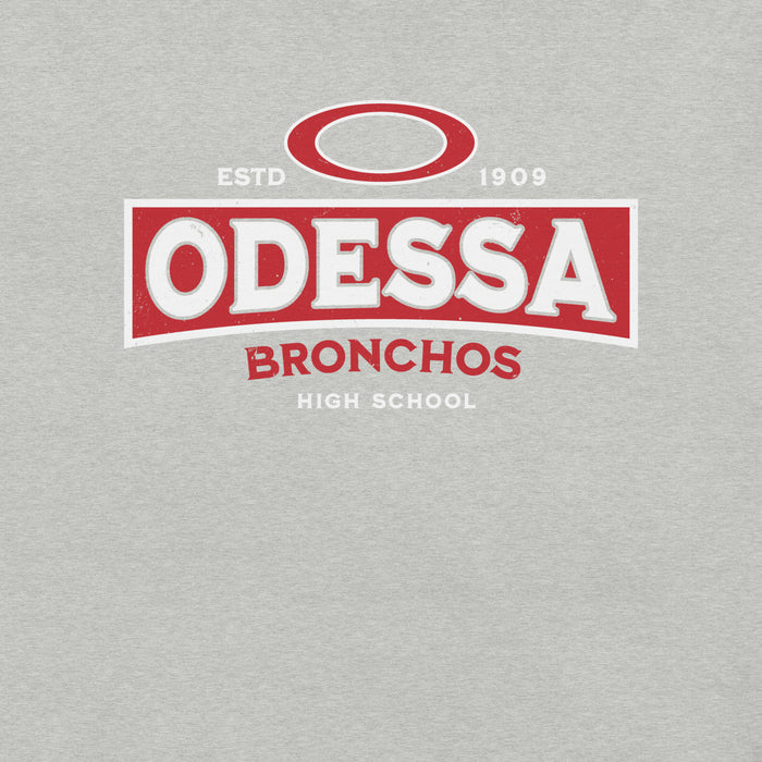 Close-up view of Odessa High School Bronchos Grey Premium Unisex T-shirt 202