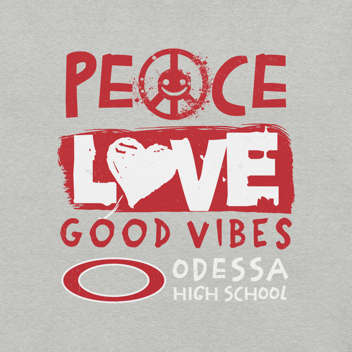 Close-up view of Odessa High School Bronchos Grey Premium Unisex T-shirt 240
