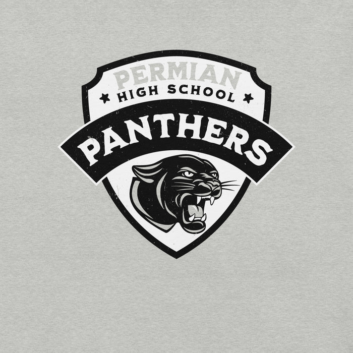 Close-up view of Permian High School Panthers Grey Premium Unisex T-shirt 221