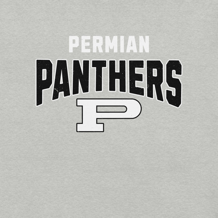 Close-up view of Permian High School Panthers Grey Premium Unisex T-shirt 234