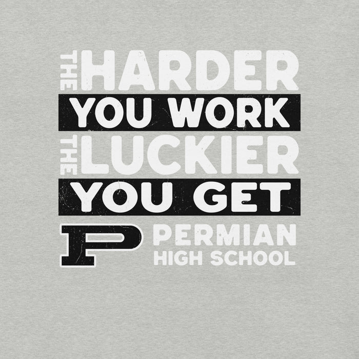Close-up view of Permian High School Panthers Grey Premium Unisex T-shirt 238