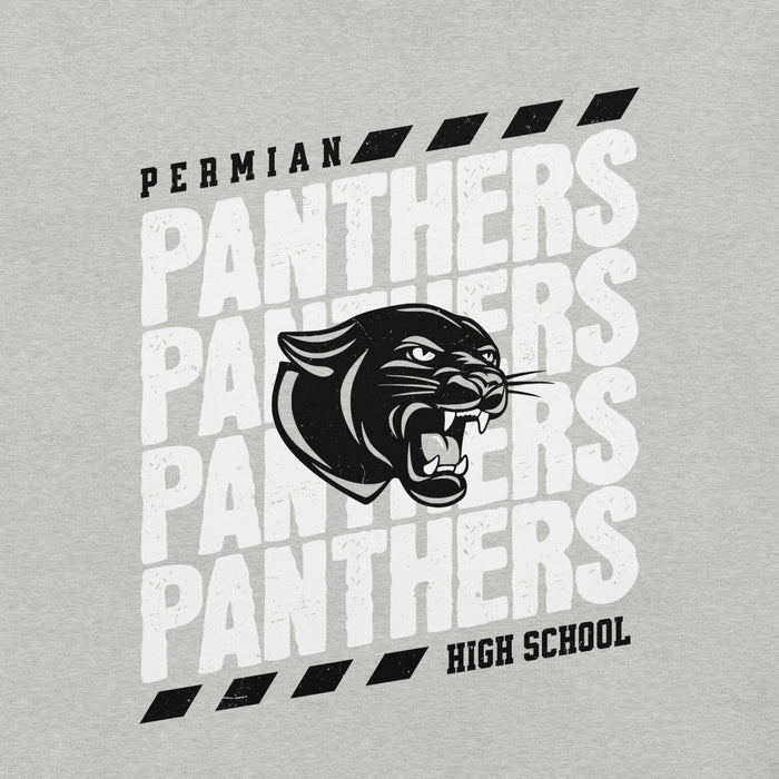 Close-up view of Permian High School Panthers Grey Premium Unisex T-shirt 223