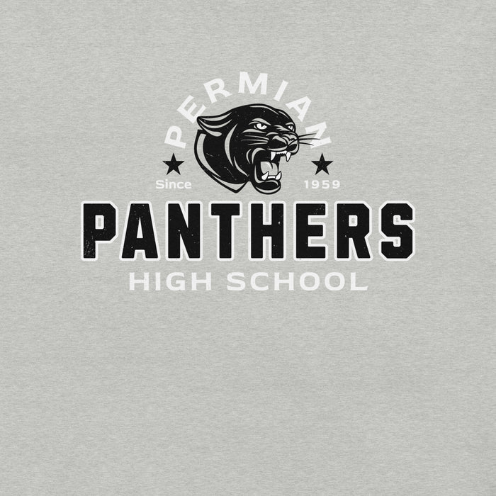 Close-up view of Permian High School Panthers Grey Premium Unisex T-shirt 222