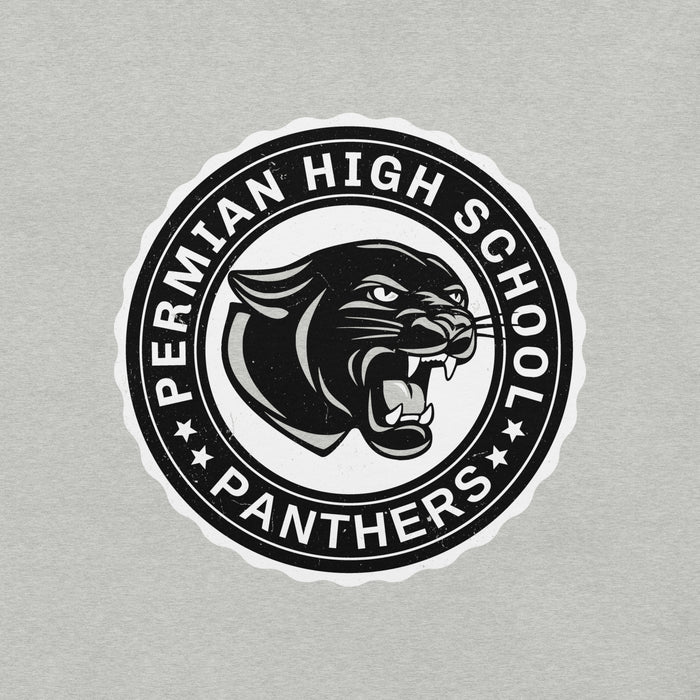 Close-up view of Permian High School Panthers Grey Premium Unisex T-shirt 216