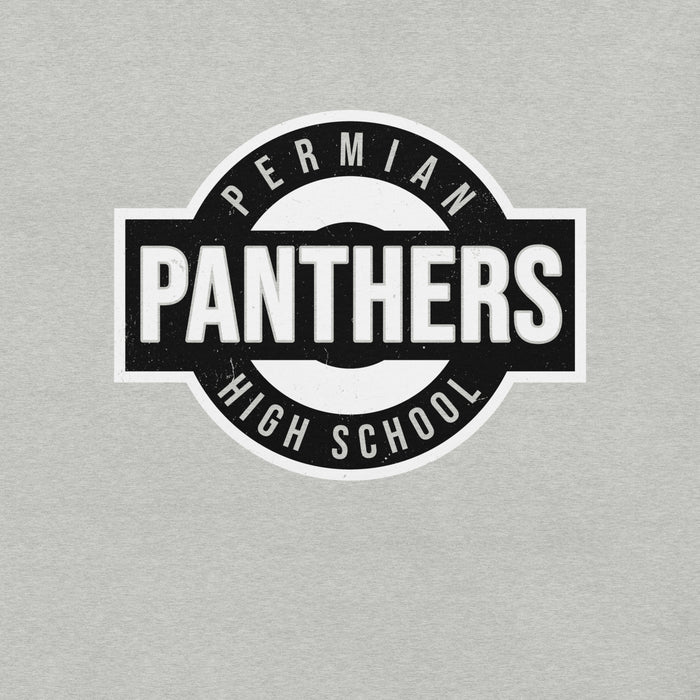 Close-up view of Permian High School Panthers Grey Premium Unisex T-shirt 011