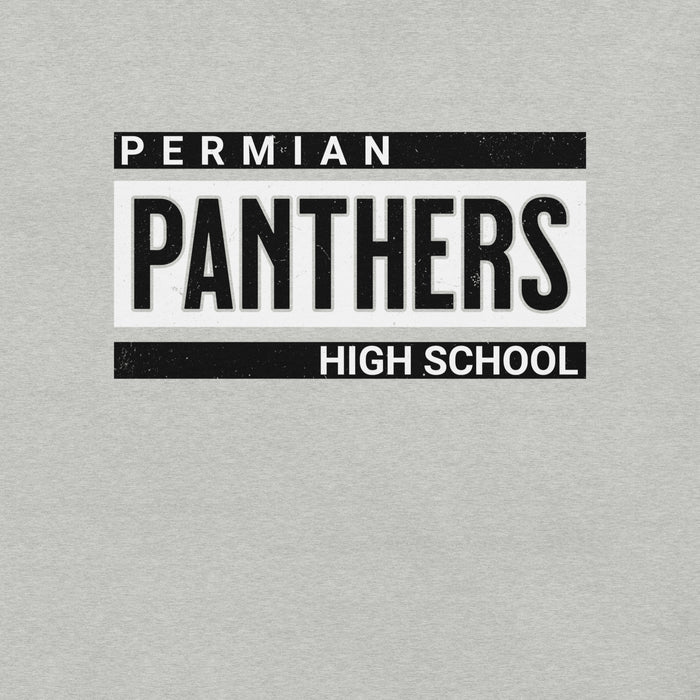 Close-up view of Permian High School Panthers Grey Premium Unisex T-shirt 098