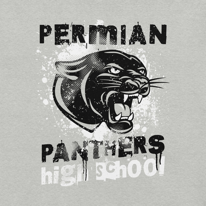 Close-up view of Permian High School Panthers Grey Premium Unisex T-shirt 205