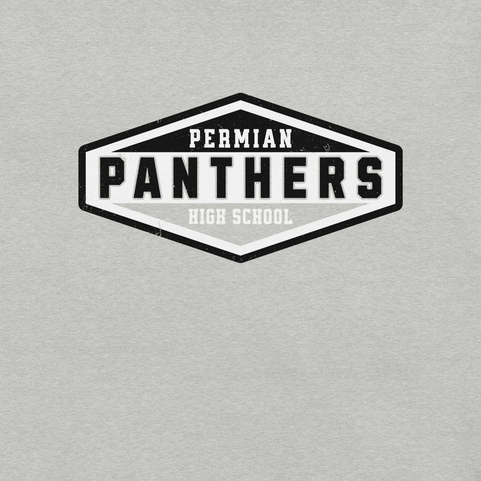 Close-up view of Permian High School Panthers Grey Premium Unisex T-shirt 009