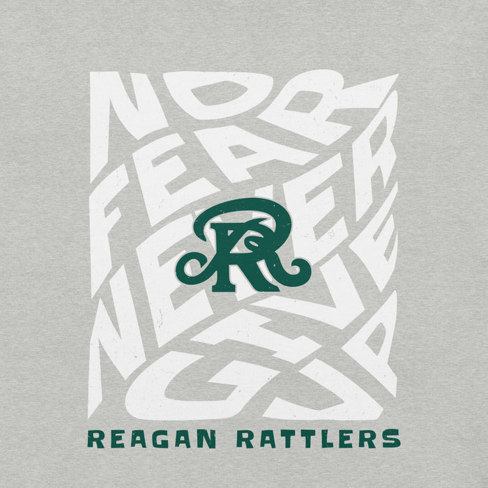 Close-up view of Reagan High School Rattlers Grey Premium Unisex T-shirt 236