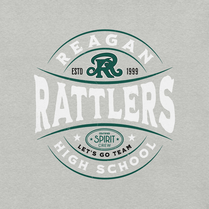 Close-up view of Reagan High School Rattlers Grey Premium Unisex T-shirt 218