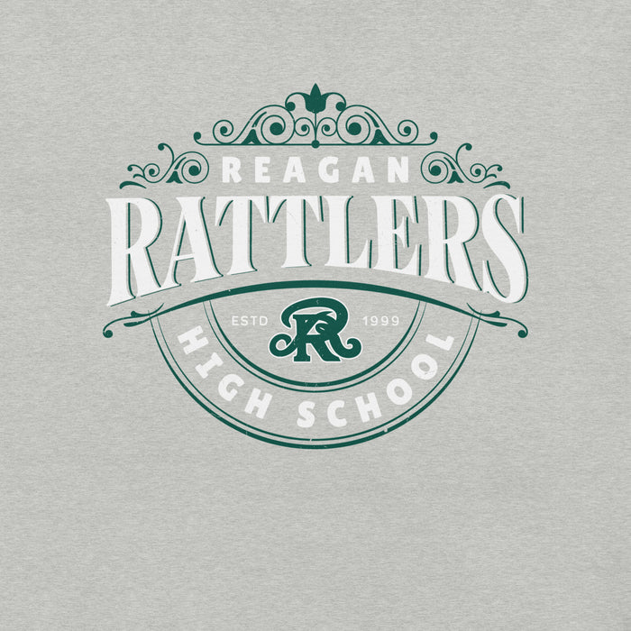 Close-up view of Reagan High School Rattlers Grey Premium Unisex T-shirt 211