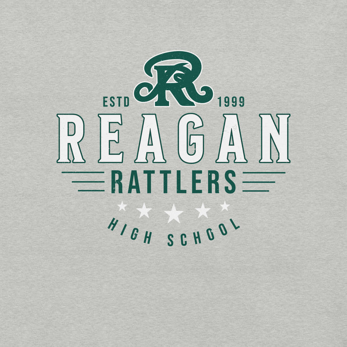 Close-up view of Reagan High School Rattlers Grey Premium Unisex T-shirt 217