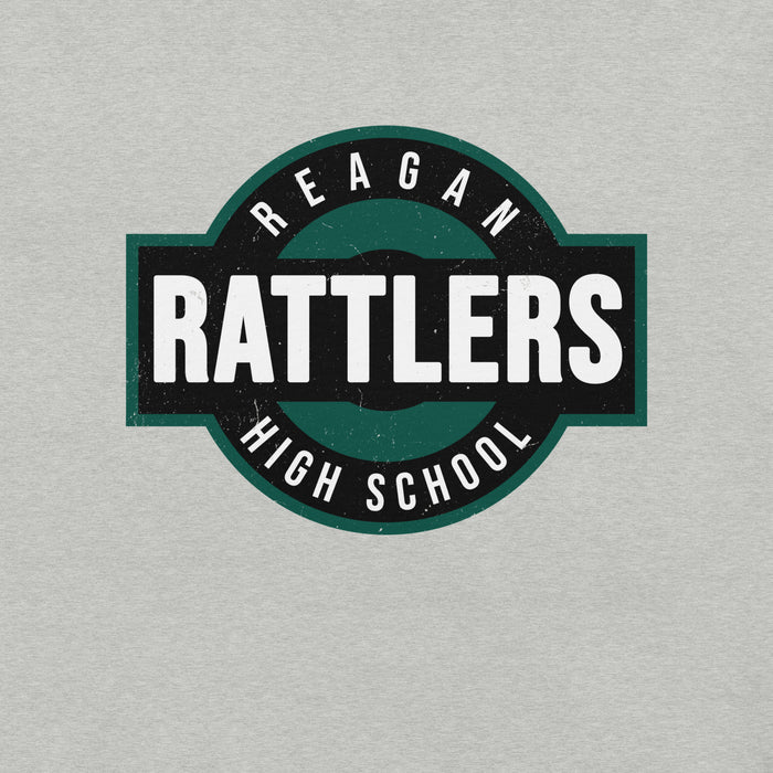 Close-up view of Reagan High School Rattlers Grey Premium Unisex T-shirt 011