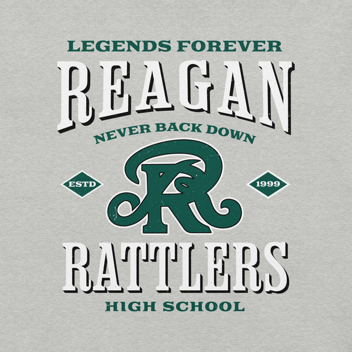 Close-up view of Reagan High School Rattlers Grey Premium Unisex T-shirt 230