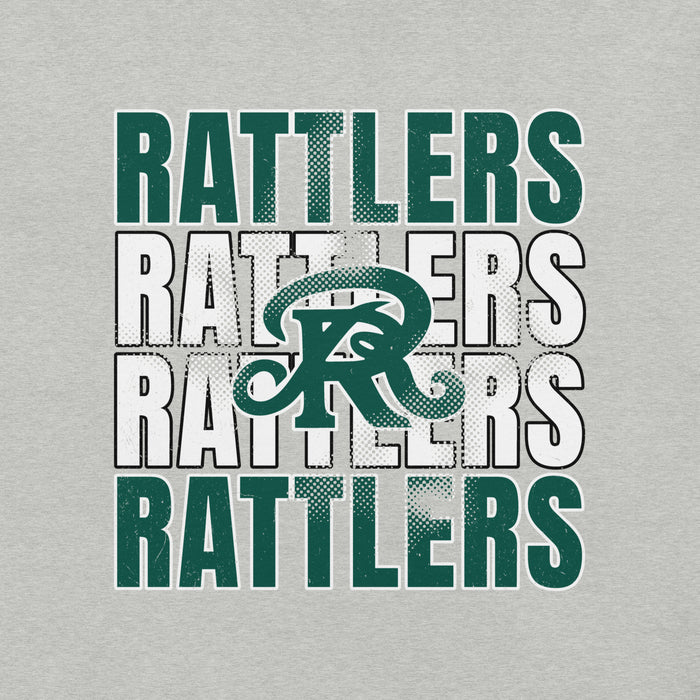 Close-up view of Reagan High School Rattlers Grey Premium Unisex T-shirt 233