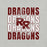 Close-up view of Round Rock High School Dragons Grey Premium Unisex T-shirt 233