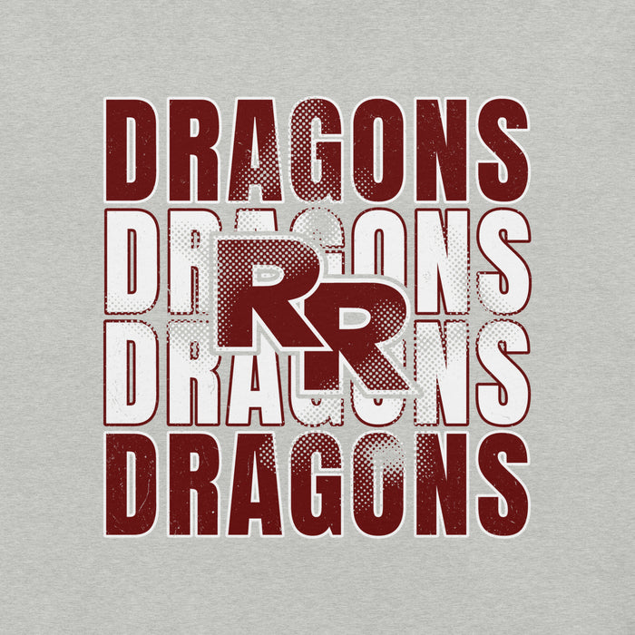 Close-up view of Round Rock High School Dragons Grey Premium Unisex T-shirt 233