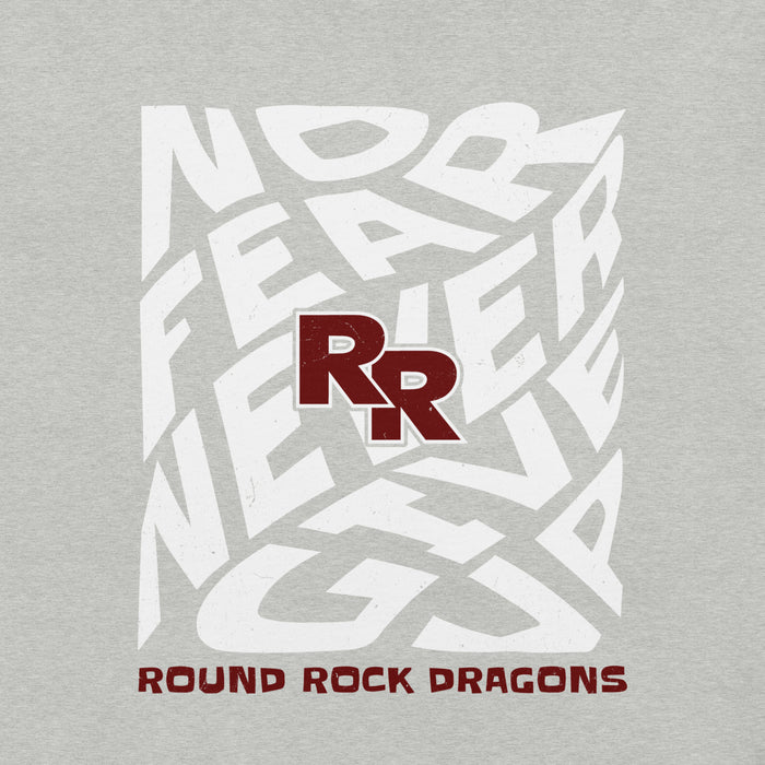 Close-up view of Round Rock High School Dragons Grey Premium Unisex T-shirt 236