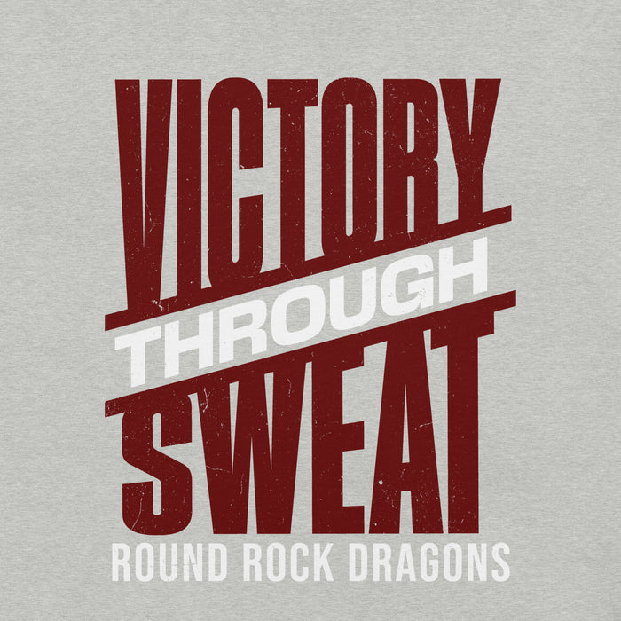 Close-up view of Round Rock High School Dragons Grey Premium Unisex T-shirt 241