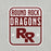 Close-up view of Round Rock High School Dragons Grey Premium Unisex T-shirt 001