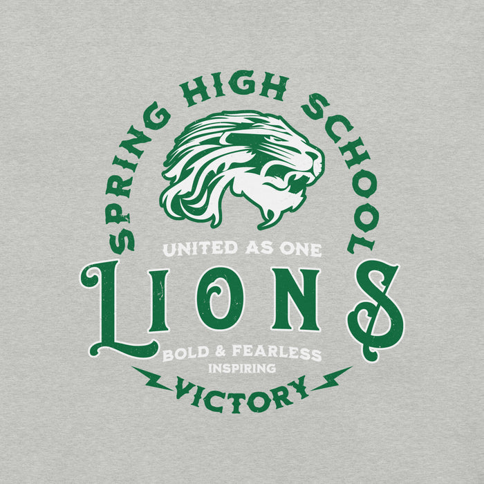Close-up view of Spring High School Lions Grey Premium Unisex T-shirt 206