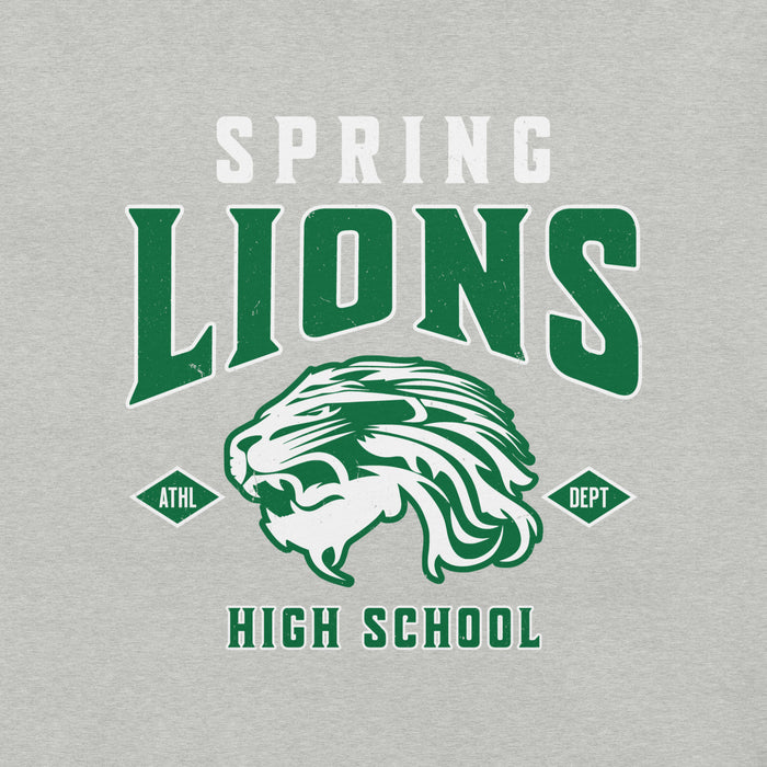Close-up view of Spring High School Lions Grey Premium Unisex T-shirt 213