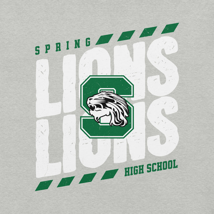 Close-up view of Spring High School Lions Grey Premium Unisex T-shirt 223