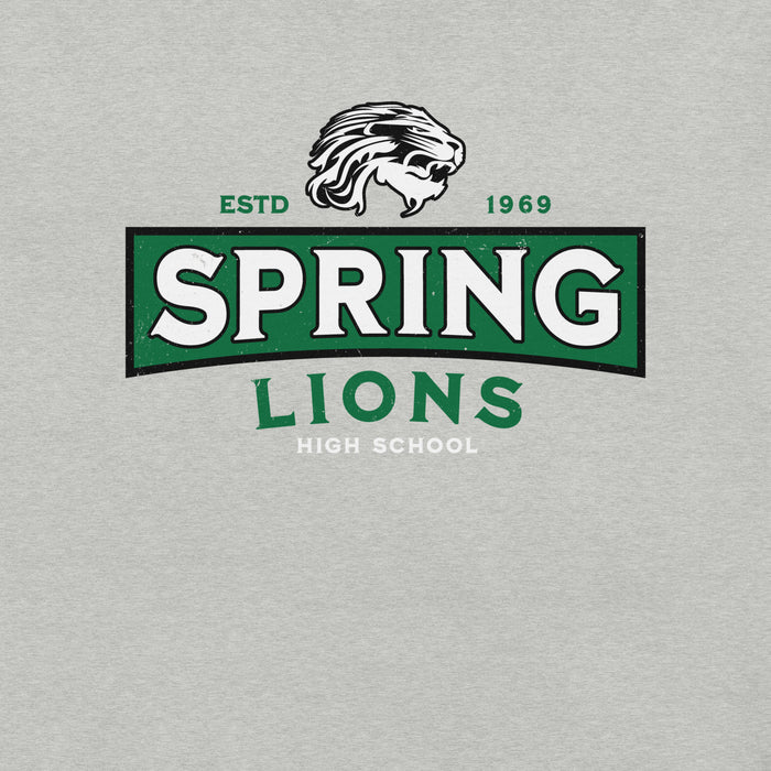 Close-up view of Spring High School Lions Grey Premium Unisex T-shirt 202