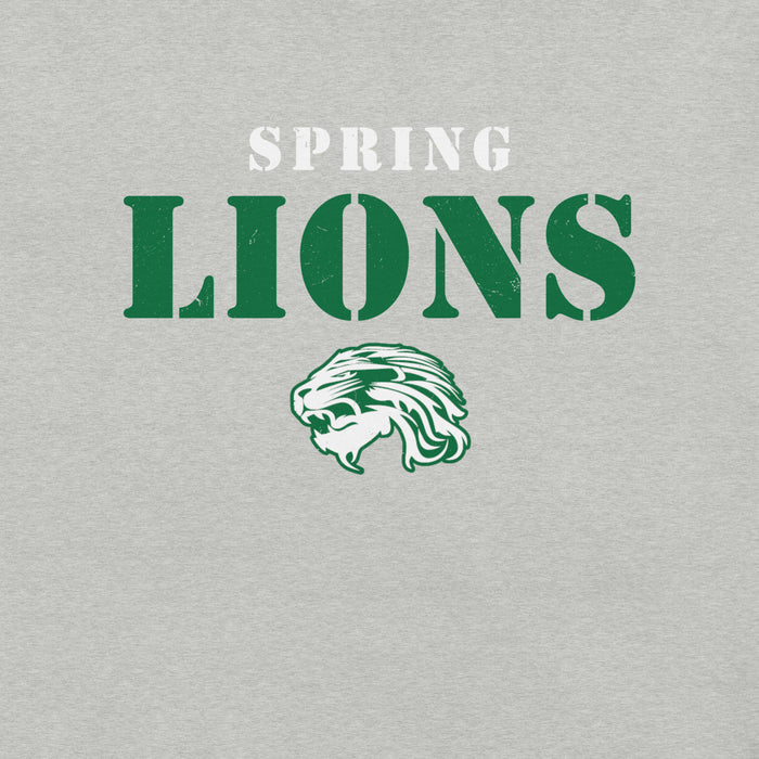 Close-up view of Spring High School Lions Grey Premium Unisex T-shirt 017