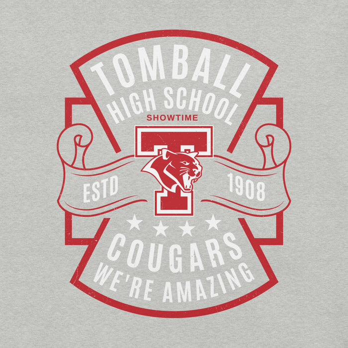 Close-up view of Tomball High School Cougars Grey Premium Unisex T-shirt 207