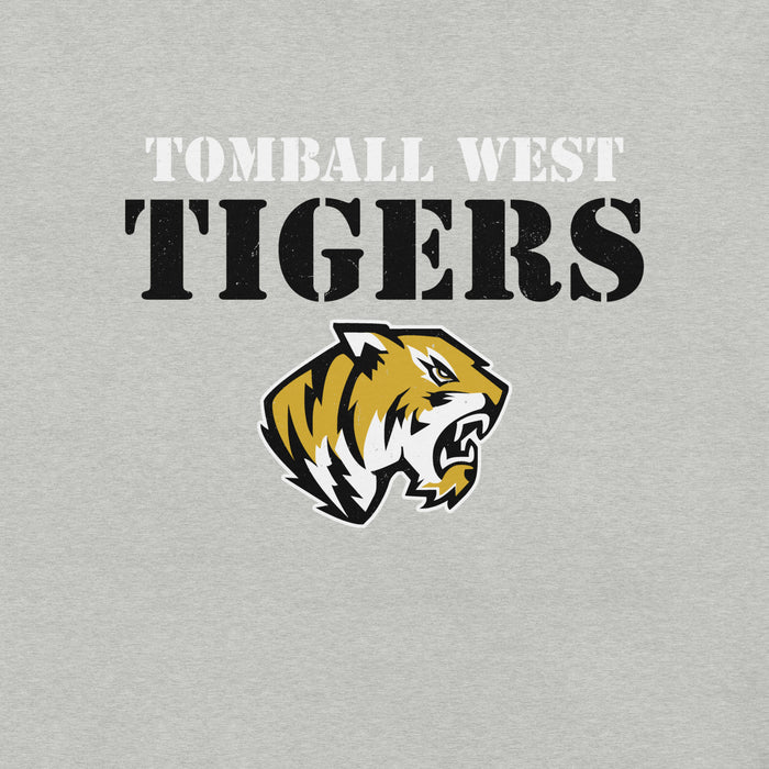 Close-up view of Tomball West High School Tigers Grey Premium Unisex T-shirt 017