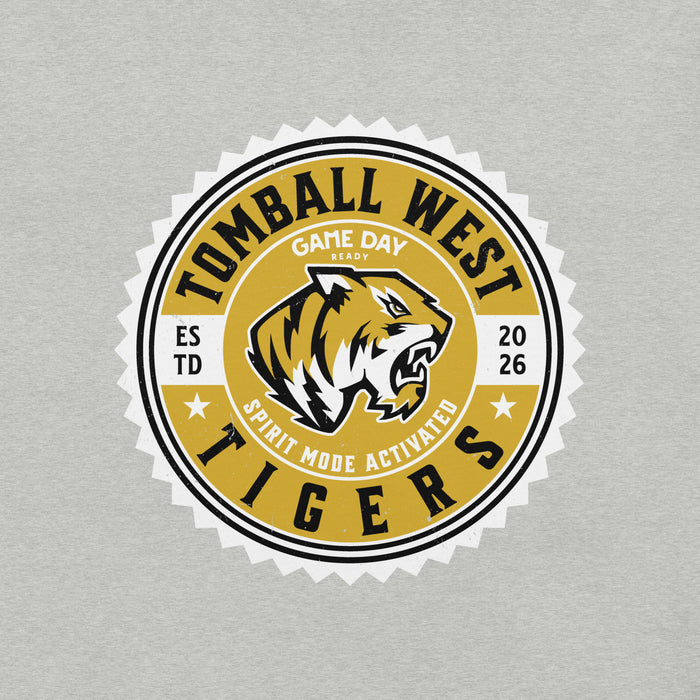 Close-up view of Tomball West High School Tigers Grey Premium Unisex T-shirt 203