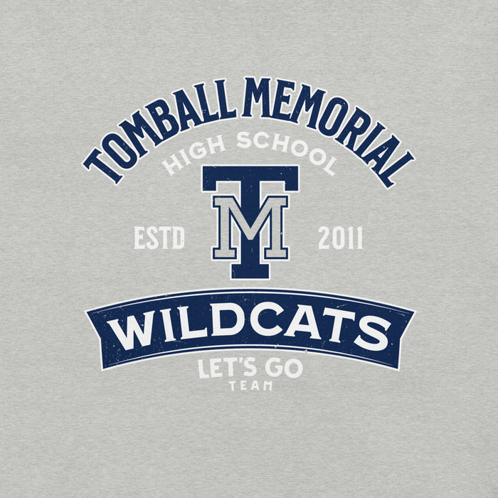 Close-up view of Tomball Memorial High School Wildcats Grey Premium Unisex T-shirt 221