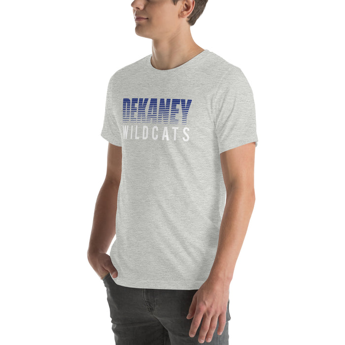Man wearing Dekaney High School Wildcats Heather Grey Premium Unisex T-shirt 024