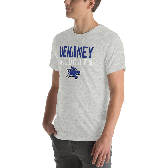 Man wearing Dekaney High School Wildcats Heather Grey Premium Unisex T-shirt 017