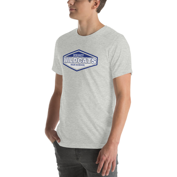 Man wearing Dekaney High School Wildcats Heather Grey Premium Unisex T-shirt 009
