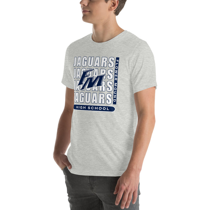 Man wearing Flower Mound High School Jaguars Athletic Grey Premium T-shirt 235