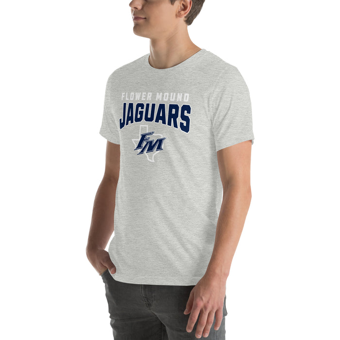 Man wearing Flower Mound High School Jaguars Athletic Grey Premium T-shirt 234