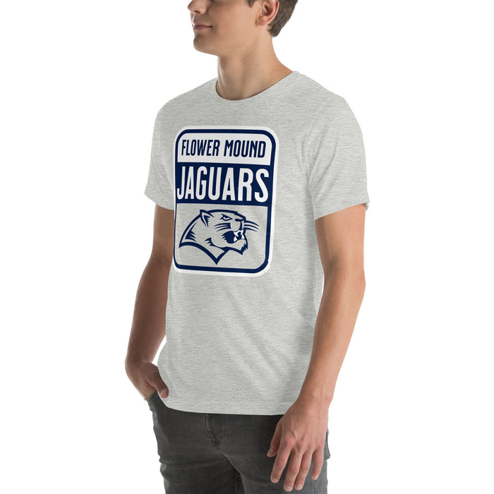 Man wearing Flower Mound High School Jaguars Athletic Grey Premium T-shirt 001
