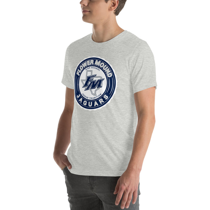 Man wearing Flower Mound High School Jaguars Athletic Grey Premium T-shirt 216