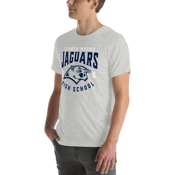 Man wearing Flower Mound High School Jaguars Athletic Grey Premium T-shirt 213