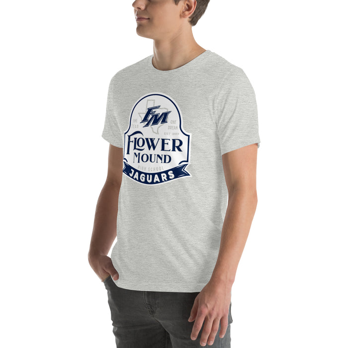 Man wearing Flower Mound High School Jaguars Athletic Grey Premium T-shirt 219