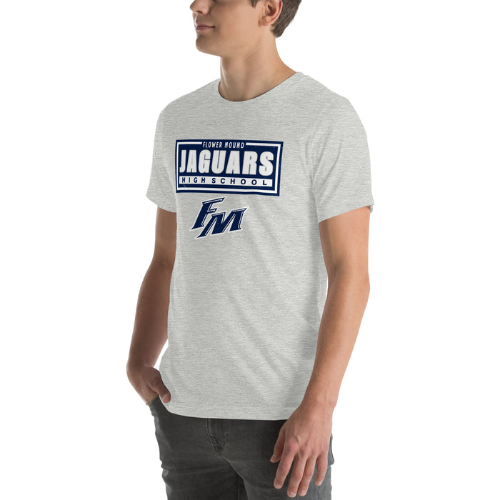 Man wearing Flower Mound High School Jaguars Athletic Grey Premium T-shirt 049